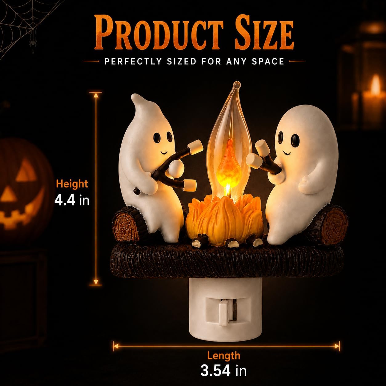 3D Ghost Campfire Nightlight | Flickering LED Halloween Wall Light