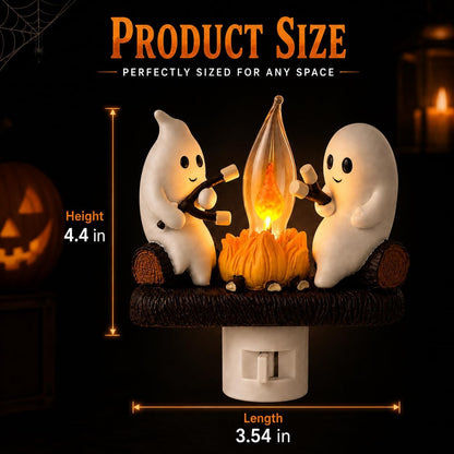 3D Ghost Campfire Nightlight | Flickering LED Halloween Wall Light